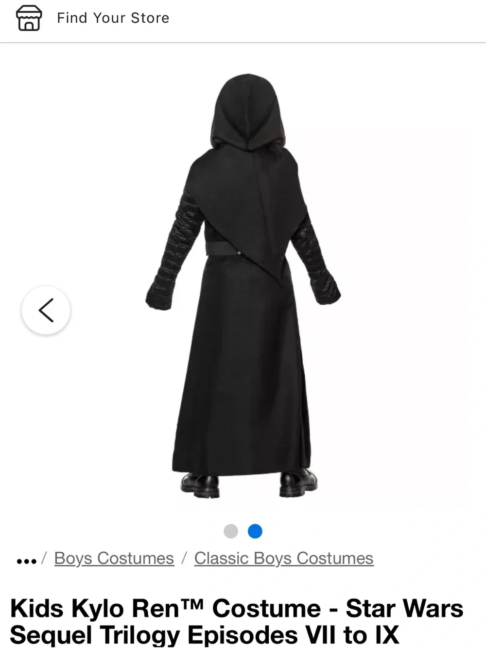 Star Wars Kylo Ren Kids Costume - Black